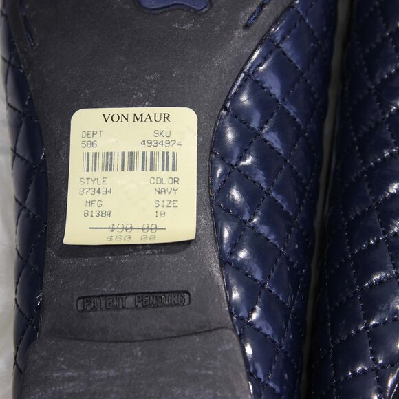 Born B73434 VBED14 Ballet Flat Womens Sz 10 EU 42 Navy Quilted Cap Toe Leather - Picture 10 of 15